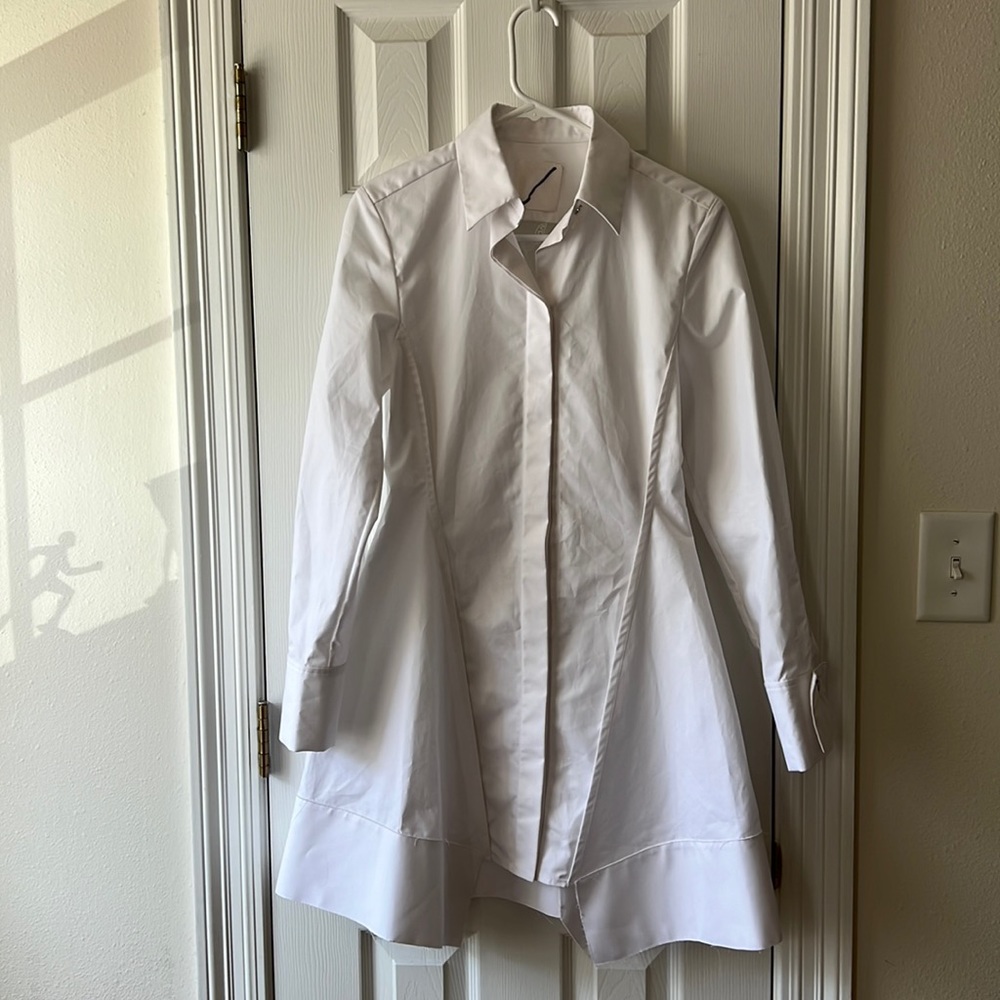 Givenchy Sheer Lace Back Long Sleeve Cotton Shirt Dress White Size 34 (US 2) - Picture 9 of 17